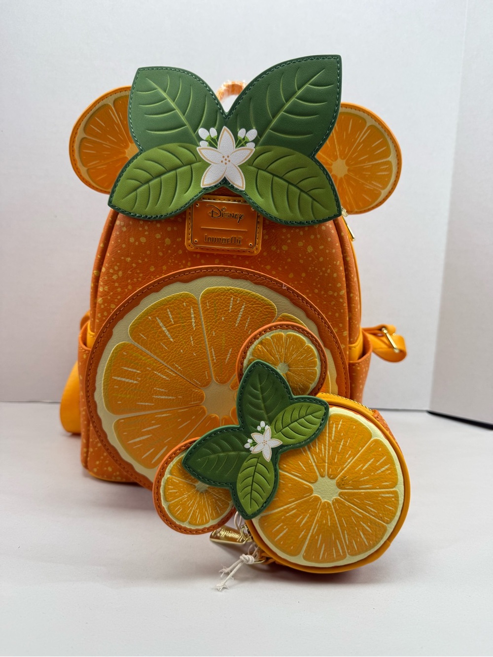 Loungefly Disney Minnie Mouse Orange Ears Orange Scented Mini Backpack & Coin - Picture 10 of 14